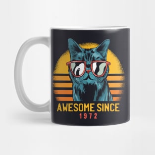 Retro Cool Cat Awesome Since 1972 // Awesome Cattitude Cat Lover Mug